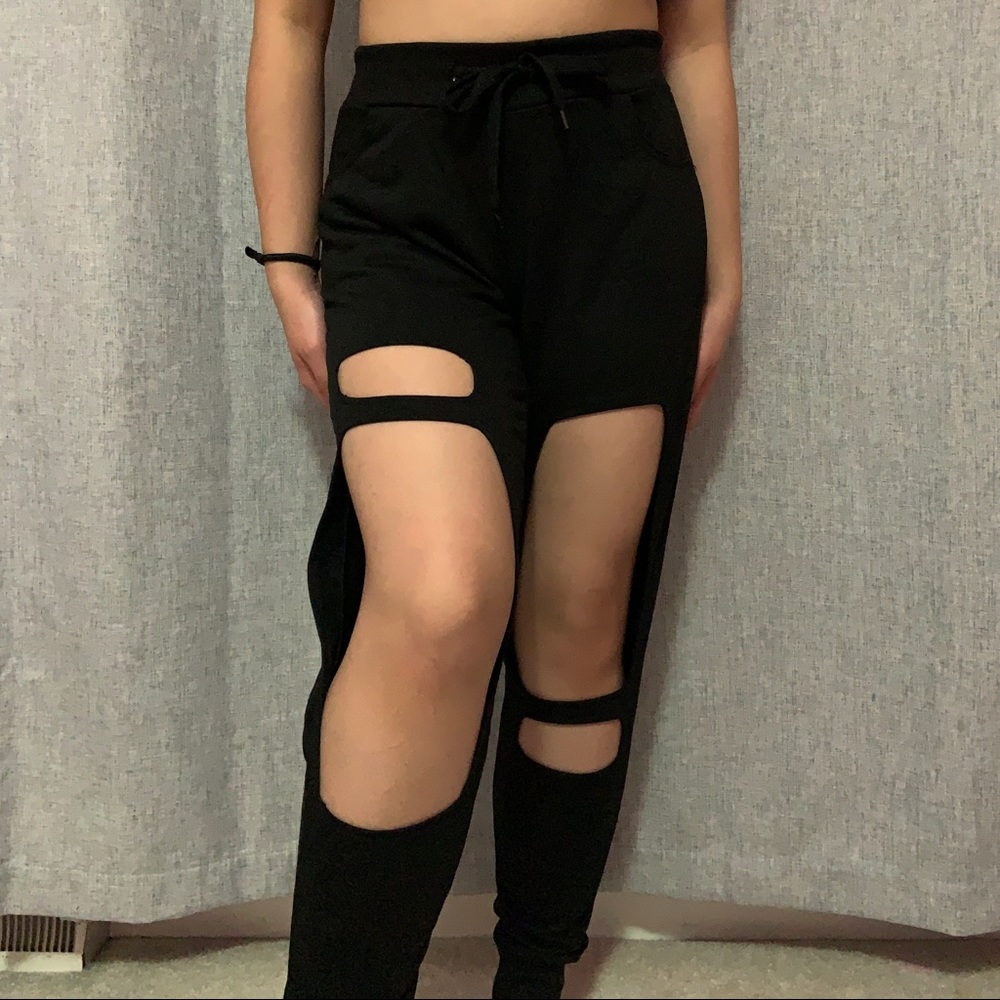 Black Ripped Jogger Pants